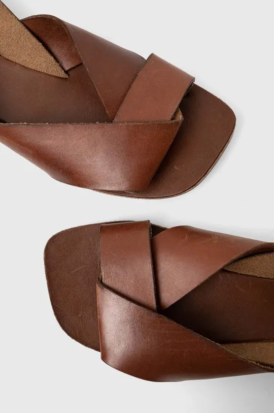 Sandały damskie skórzane kolor brązowy Damski
