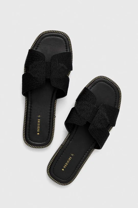 Pantofle dámské černá barva  Svršek: 100 % Polyester Vnitřek: 100 % Polyuretan Podrážka: 100 % TPR