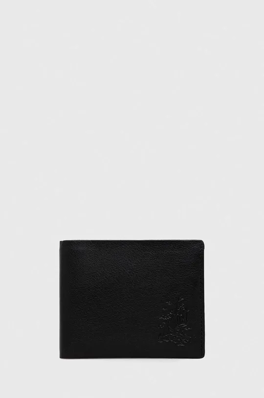 černá Kožená peněženka černá barva Pánský