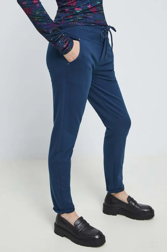 Spodnie dresowe damskie gładkie kolor niebieski 95 % Bawełna, 5 % Elastan