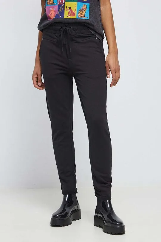 Spodnie dresowe damskie gładkie kolor czarny czarny