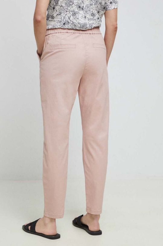 Spodnie damskie gładkie kolor różowy 98 % Bawełna, 2 % Elastan
