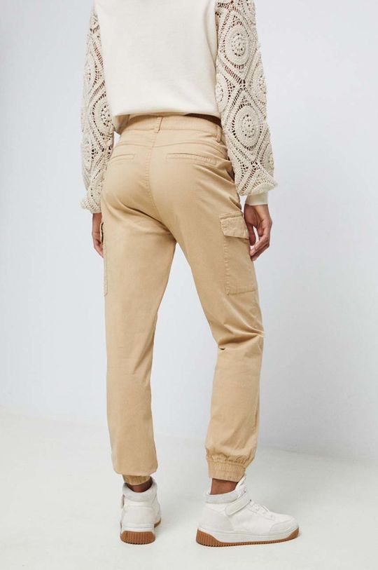 Spodnie damskie gładkie kolor beżowy piaskowy