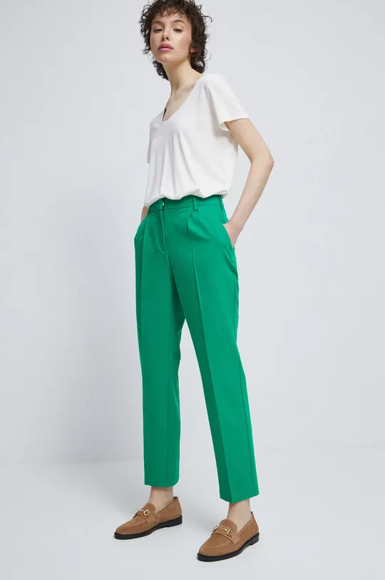 zielony Spodnie damskie gładkie kolor zielony Damski