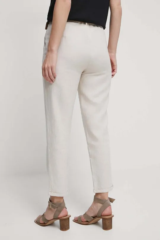 Spodnie lniane damskie gładkie kolor beżowy Materiał zasadniczy: 55 % Len, 45 % Wiskoza, Podszewka: 100 % Bawełna