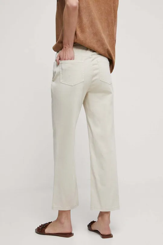 Spodnie damskie gładkie kolor beżowy Materiał zasadniczy: 98 % Bawełna, 2 % Elastan, Podszewka: 100 % Bawełna