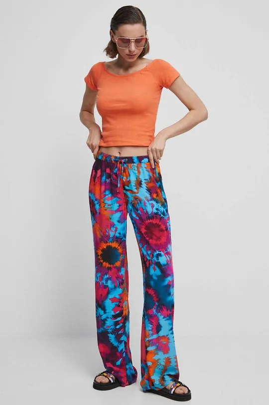 multicolor Spodnie damskie wzorzyste kolor multicolor Damski