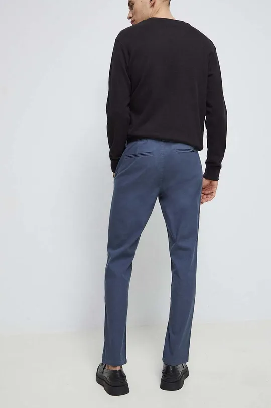 Spodnie męskie slim fit kolor niebieski Podszewka: 100 % Bawełna, Materiał 1: 98 % Bawełna, 2 % Elastan, Materiał 2: 100 % Bawełna