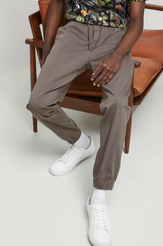 brązowy Spodnie męskie gładkie kolor brązowy Męski