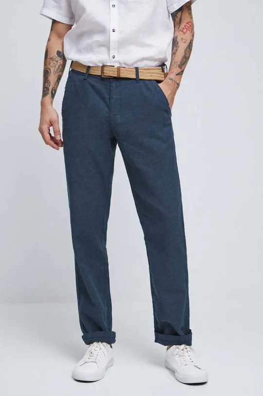 námořnická modř Plátěné kalhoty pánské tmavomodrá barva Pánský
