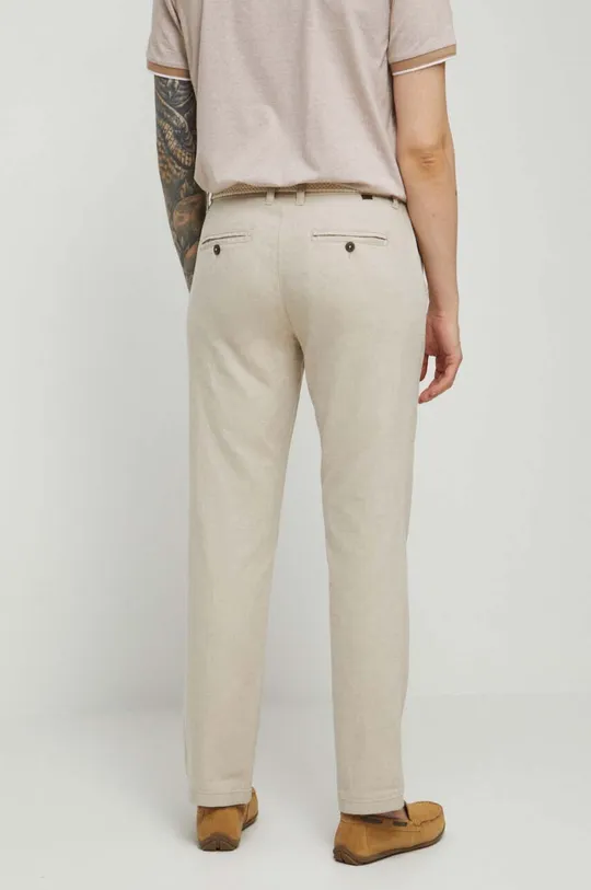 Spodnie lniane męskie gładkie kolor beżowy Materiał zasadniczy: 55 % Len, 45 % Bawełna, Podszewka: 100 % Bawełna, Inne materiały: 100 % Bawełna