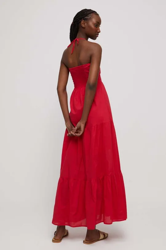 Sukienka bawełniana damska z wiązaniem kolor czerwony Materiał zasadniczy: 100 % Bawełna, Podszewka: 100 % Bawełna