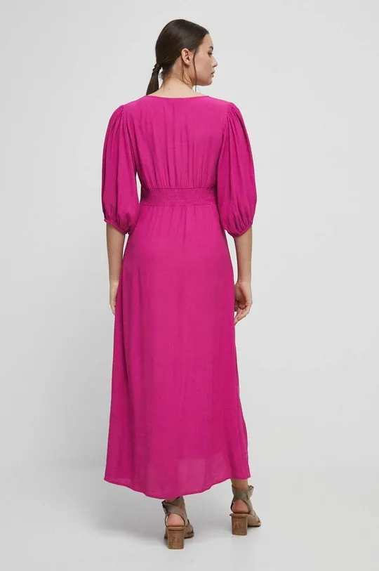 Sukienka damska gładka kolor różowy 100 % Wiskoza