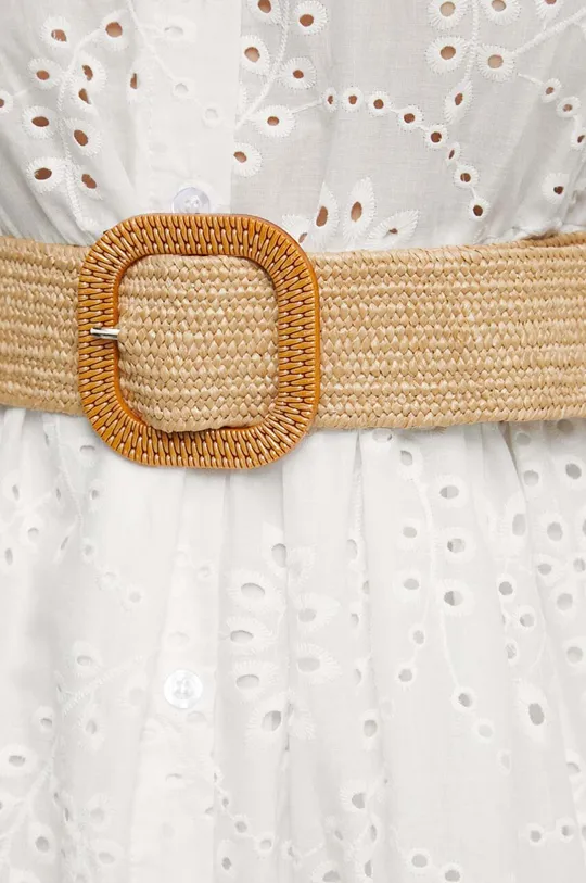 Sukienka bawełniana damska z ozdobnym haftem kolor biały Damski
