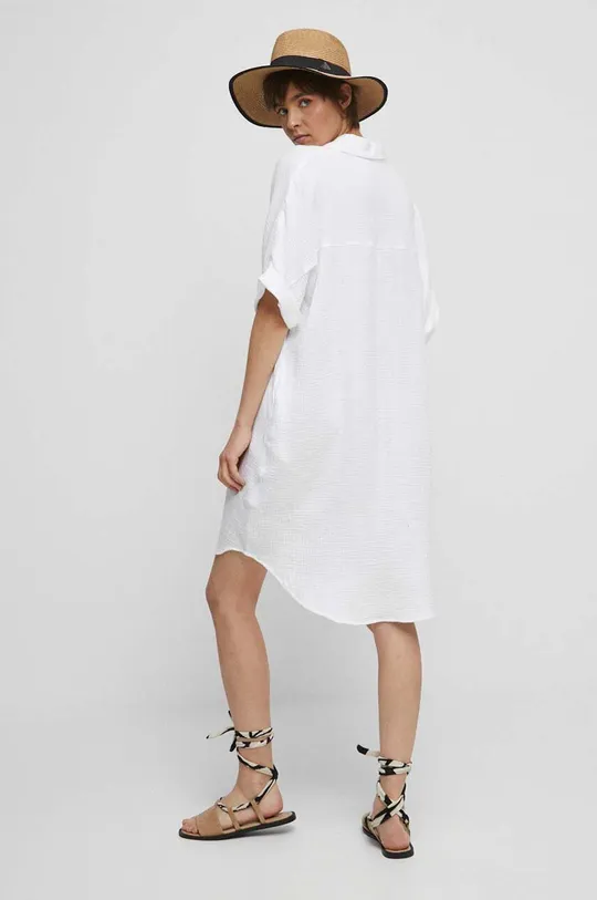 Sukienka bawełniana damska muślinowa kolor biały 100 % Bawełna
