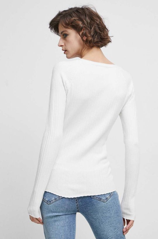 Sweter damski prążkowany kolor beżowy 50 % Wiskoza, 26 % Poliamid, 24 % Poliester