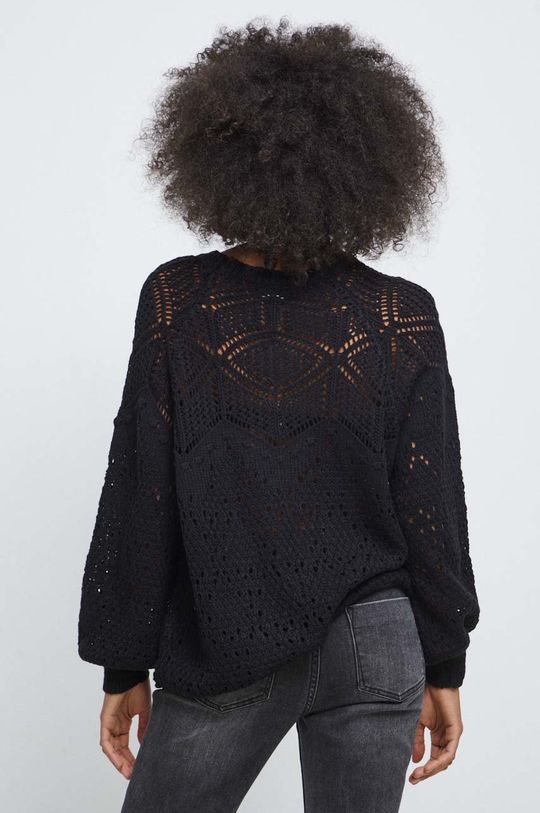 Sweter damski z fakturą kolor czarny 100 % Akryl