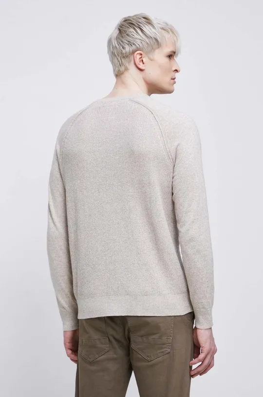 Sweter męski z fakturą kolor beżowy 53 % Bawełna, 40 % Wiskoza, 7 % Poliamid