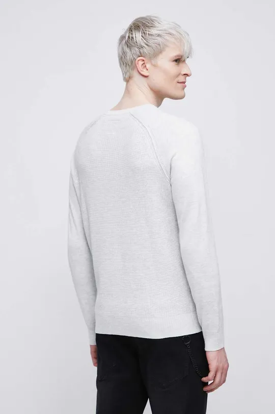 Sweter męski z fakturą kolor szary 53 % Bawełna, 40 % Wiskoza, 7 % Poliamid