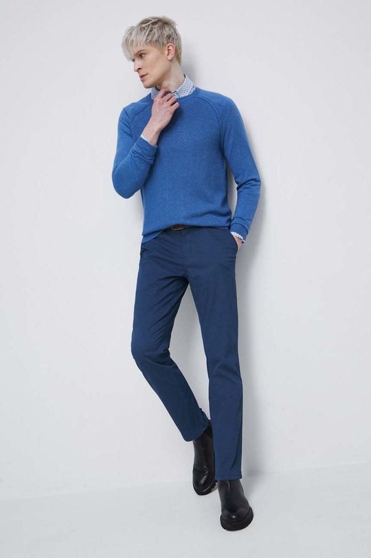 Sweter męski z fakturą kolor niebieski niebieski