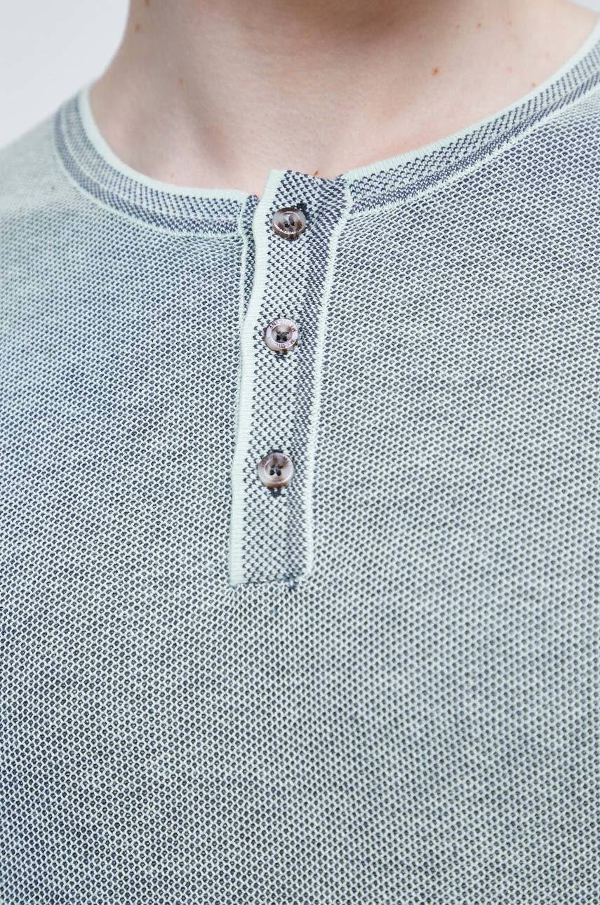 Sweter bawełniany męski z fakturą kolor zielony Męski