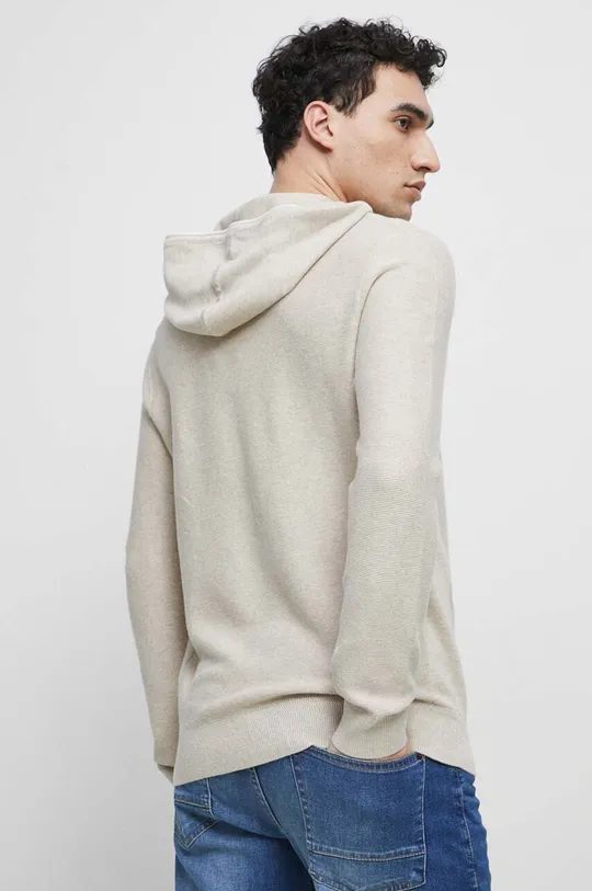 Sweter bawełniany męski z kapturem kolor beżowy 100 % Bawełna