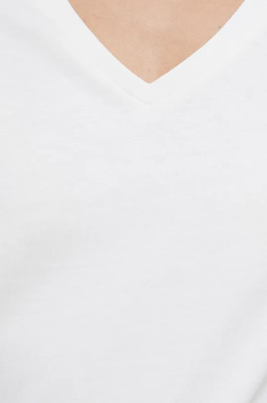 T-shirt bawełniany damski gładki kolor beżowy Damski