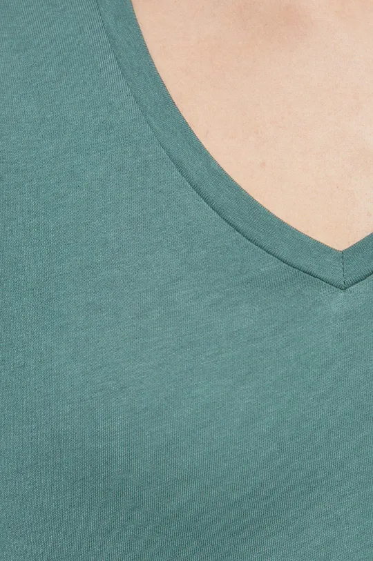 T-shirt bawełniany damski gładki kolor zielony Damski