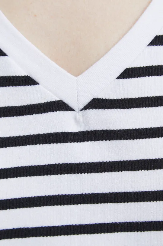 T-shirt bawełniany damski wzorzysty z domieszką elastanu kolor biały Damski