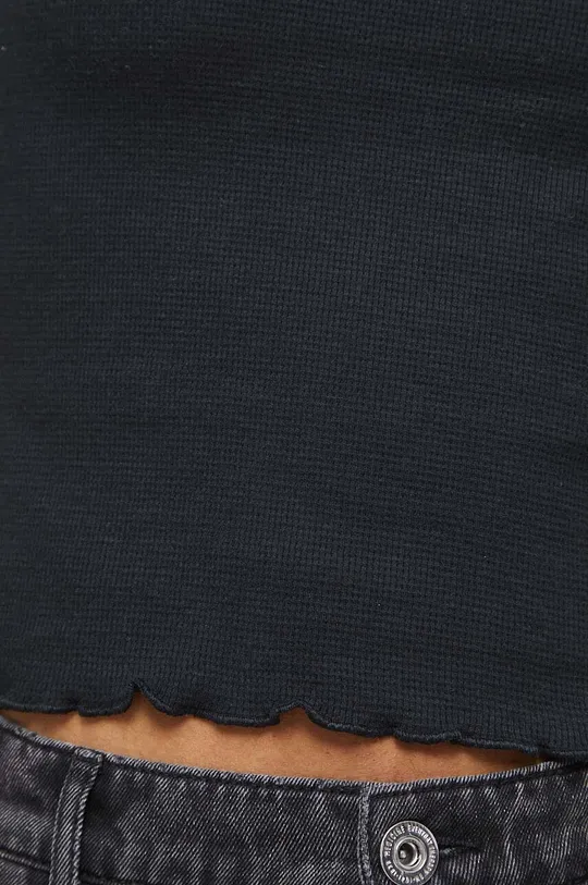 T-shirt damski z fakturą kolor czarny Damski