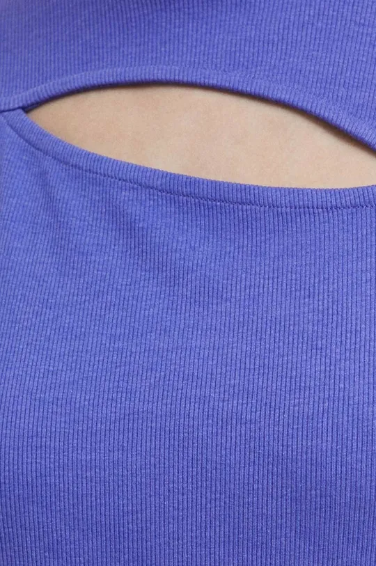 T-shirt damski prążkowany kolor fioletowy Damski