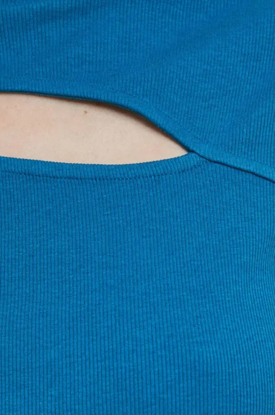T-shirt damski prążkowany kolor turkusowy Damski