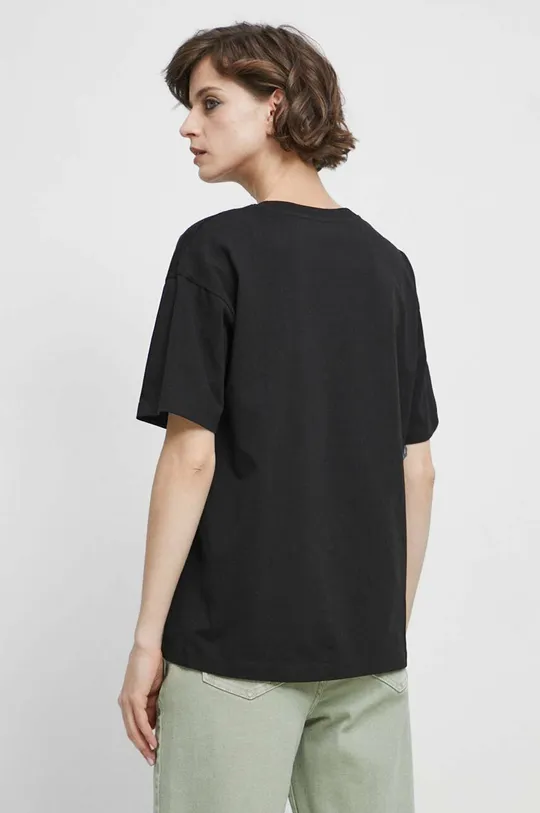 T-shirt bawełniany gładki kolor czarny 100 % Bawełna