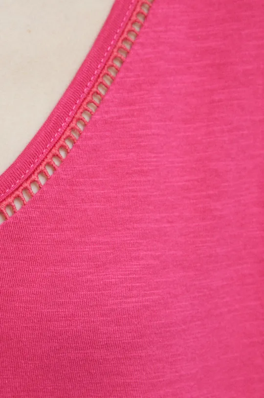 T-shirt bawełniany damski gładki kolor różowy Damski