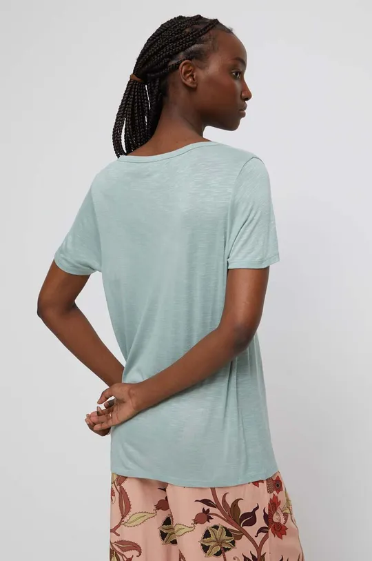 T-shirt damski gładki kolor turkusowy 100 % Wiskoza
