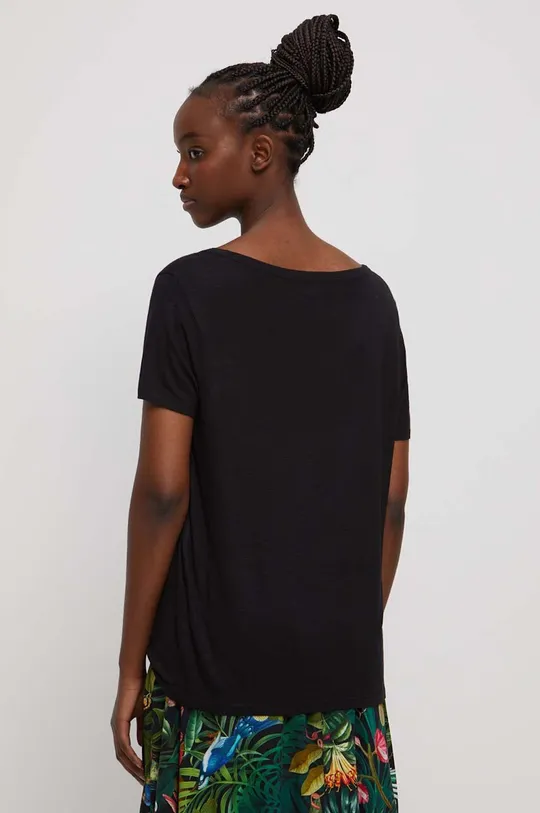 T-shirt damski gładki kolor czarny 100 % Wiskoza