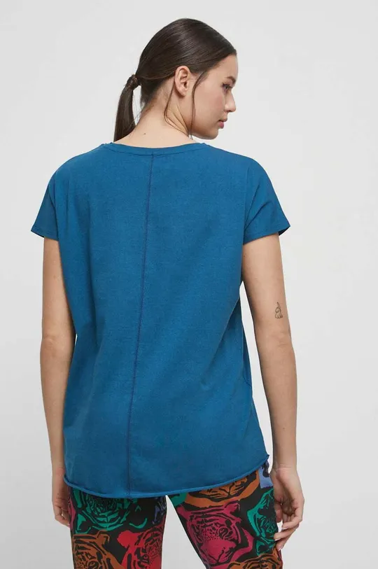 T-shirt bawełniany damski gładki kolor turkusowy 100 % Bawełna