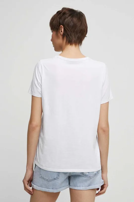 T-shirt bawełniany damski gładki z domieszką elastanu kolor biały 95 % Bawełna, 5 % Elastan