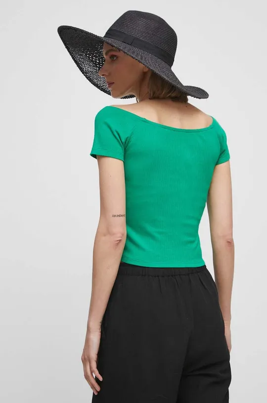 Bavlnené tričko dámske zelená farba  95 % Bavlna, 5 % Elastan