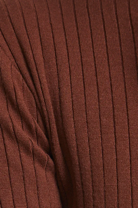 T-shirt damski prążkowany kolor brązowy Damski