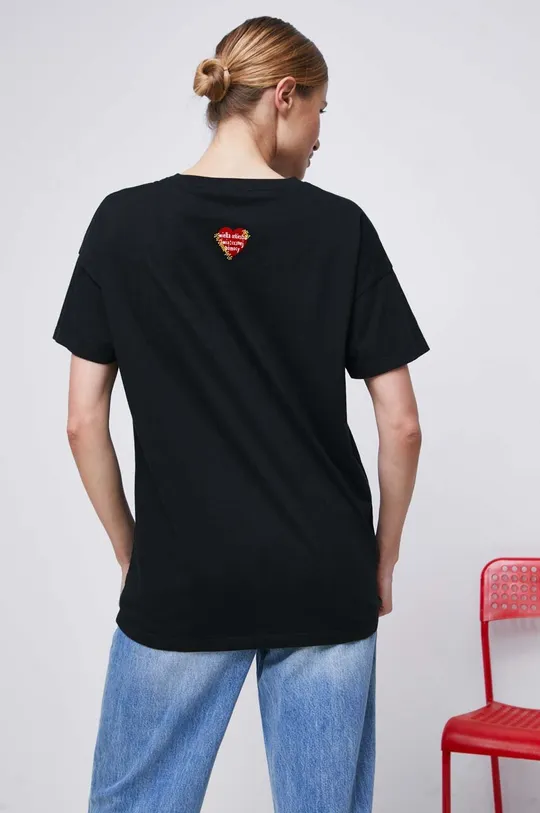 T-shirt bawełniany damski z kolekcji WOŚP x Medicine kolor czarny 100 % Bawełna