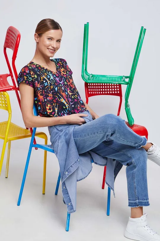 multicolor T-shirt bawełniany damski z kolekcji WOŚP x Medicine kolor multicolor Damski