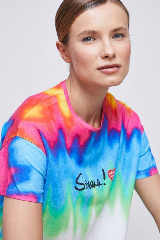 T-shirt bawełniany damski z kolekcji WOŚP x Medicine kolor multicolor