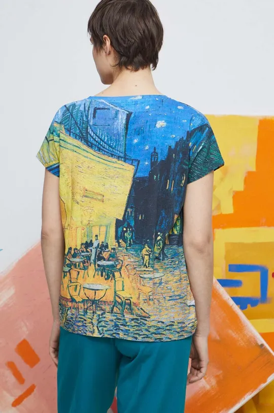 T-shirt bawełniany damski Eviva L'arte kolor granatowy 100 % Bawełna