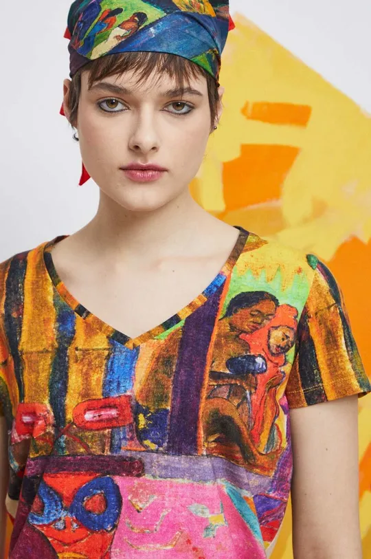 multicolor T-shirt bawełniany damski Eviva L'arte kolor multicolor