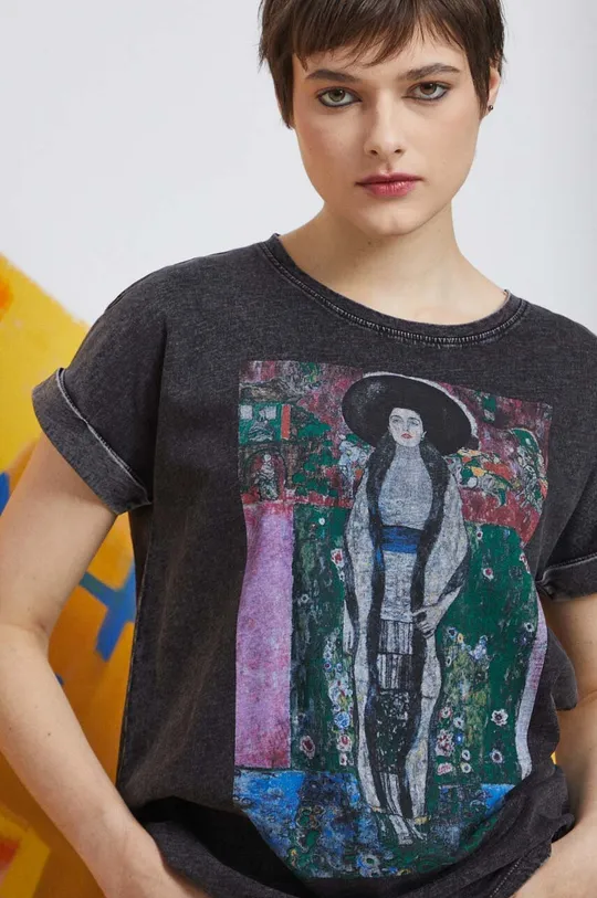 T-shirt bawełniany damski Eviva L'arte kolor czarny Damski