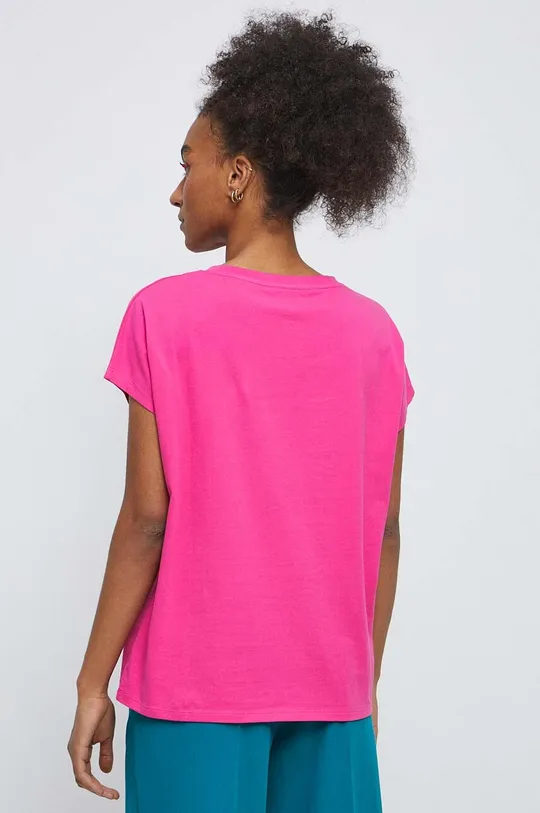 T-shirt bawełniany damski by Michalina Tańska kolor różowy 100 % Bawełna