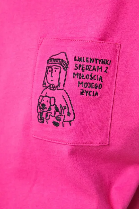 T-shirt bawełniany damski by Michalina Tańska kolor różowy Damski