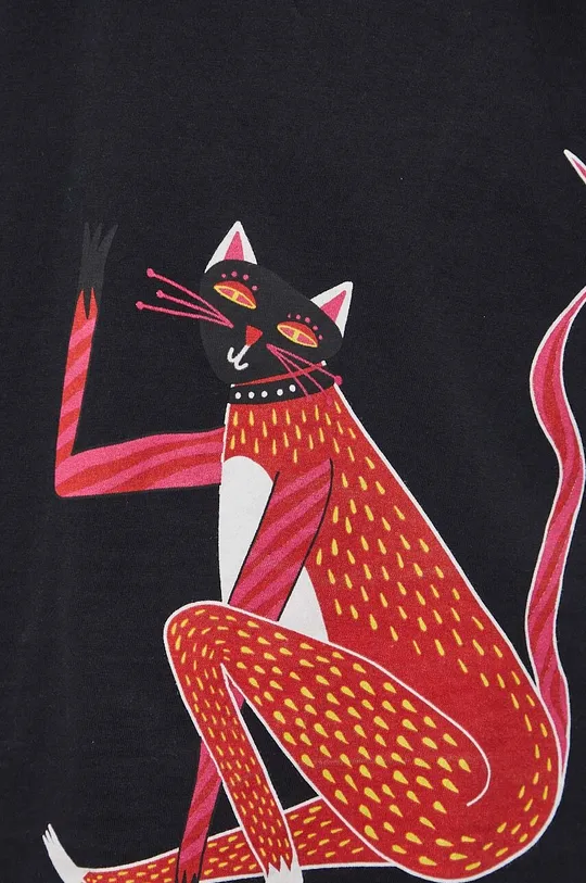 T-shirt bawełniany z kolekcji Koty kolor czarny Damski