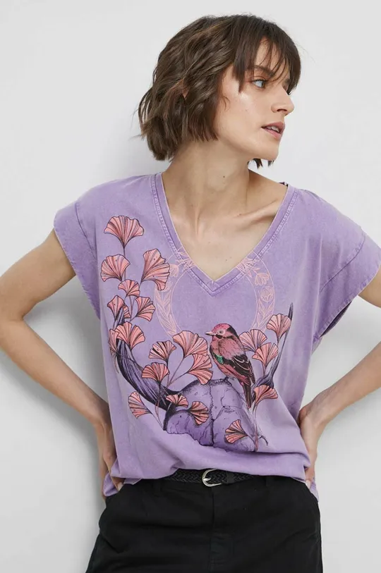 fialová Bavlnené tričko dámske Medicine Artists fialová farba